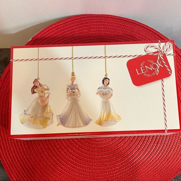 Lenox Disney Princess set of 3 Disney Ornaments NWT - Picture 4 of 6